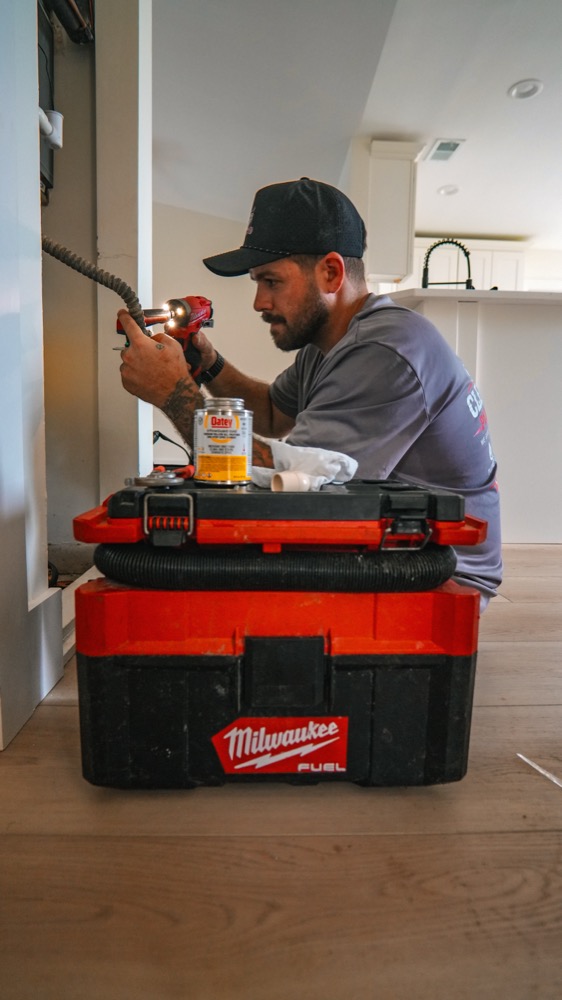 Clearview Plumbing & Gas leak detection inspection in a Delray Beach home