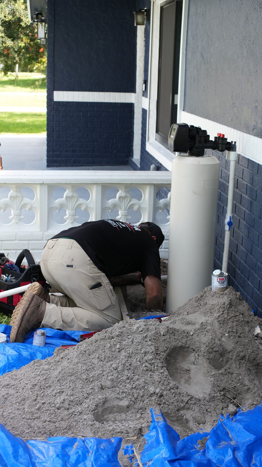 Pipe fitting work on a whole-house filtration system